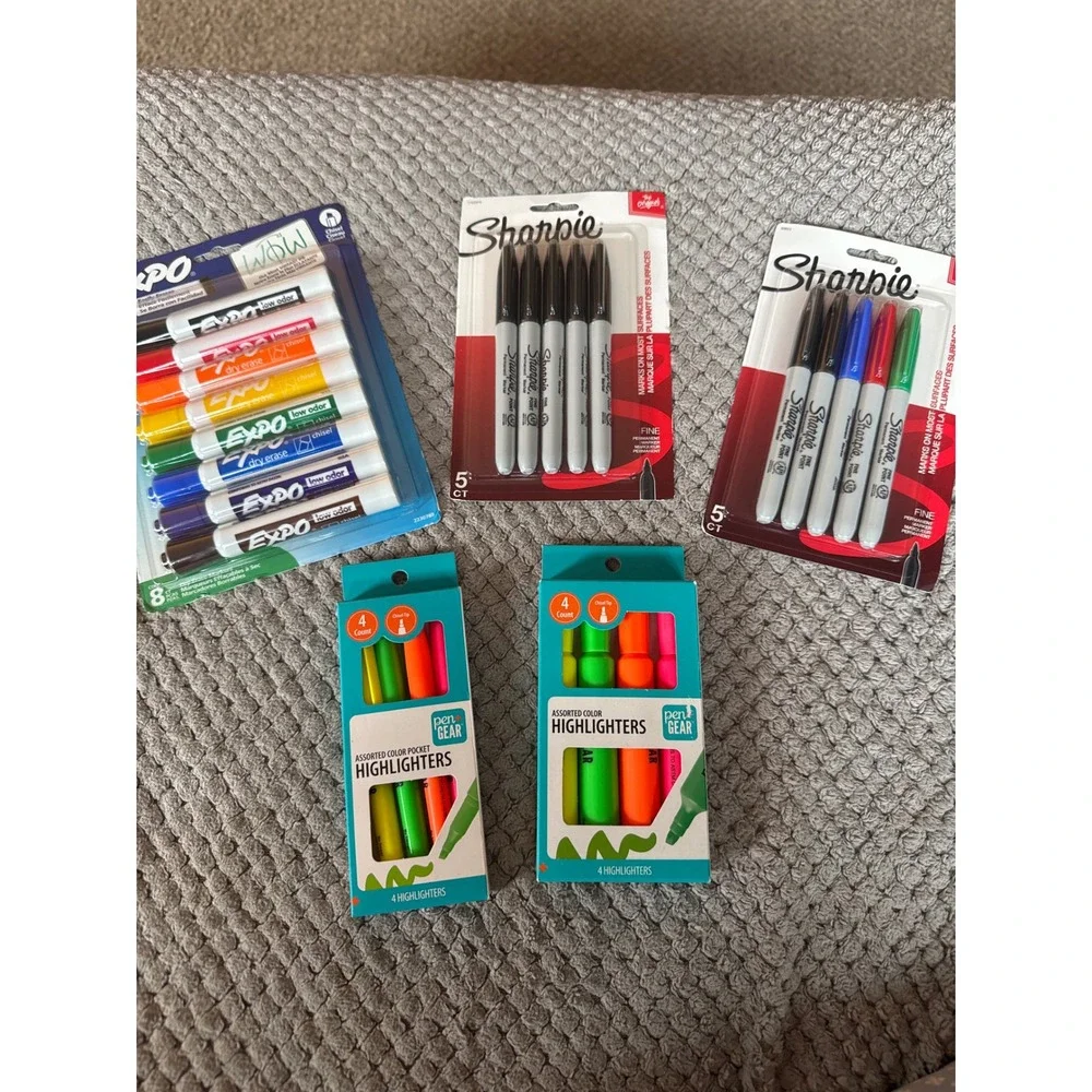 Sharpie Permanent Markers Expo Dry Erase and Pen+Gear Highlighter Bundle 5 Pack